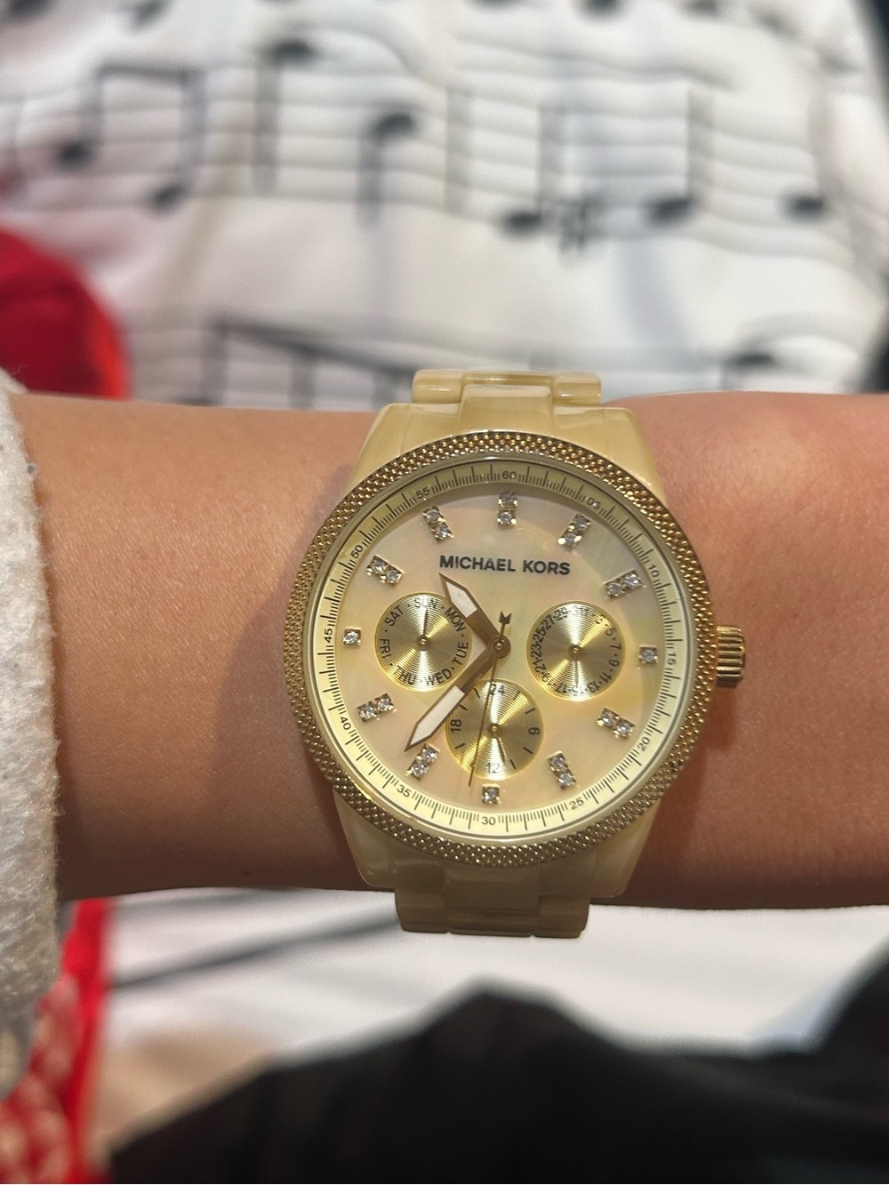Michael Kors Gold Tone Crystal Accent Chronograph Watch